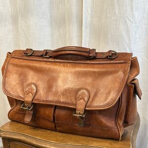 Brown Leather Men's Laptop Bag / Briefcase